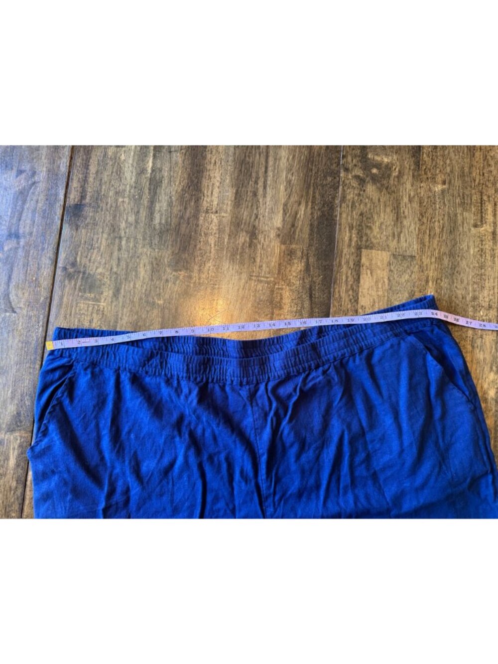 Naturals D&Co Blue Linen PullOn High Rise Pants Ankle Petite Coastal Casual 3XP - Picture 5 of 11